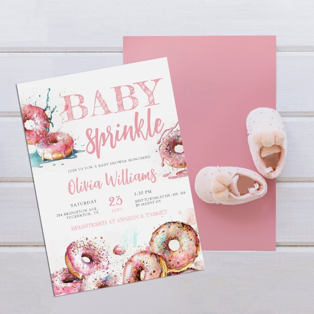 Baby Sprinkle Pink Donut Girl Babydusche Einladung (Von Creator hochgeladen)