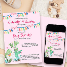 Baby Sprinkle Pink Llama Babydusche Einladung