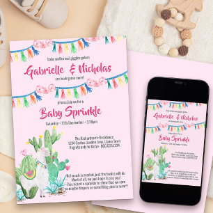 Baby Sprinkle Pink Llama Babyparty Einladung