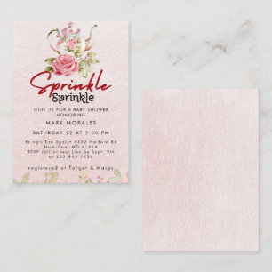 Baby Sprinkle Pink Tee Party Wasserfarbe Begleitkarte