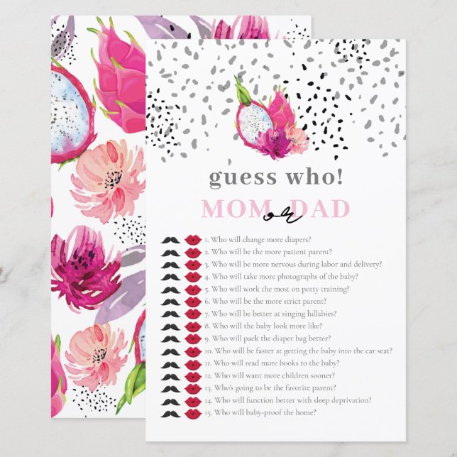 Baby Sprinkle Pitaya Dragon Frucht Ratet, wer Game (Vorne/Hinten)