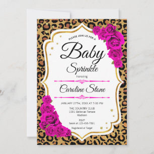 Baby Sprinkle - Rosa Gold Leopard Print Einladung
