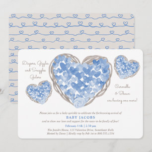 Baby Sprinkle Rustic Love Hearts Junge Babyparty Einladung