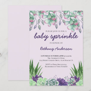 Baby Sprinkle Watercolor Sukkuläre Pflanze Einladung