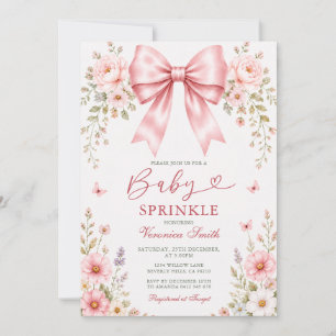 Baby Sprinkle Wildflowers Blush Rosa Schleife coqu Einladung