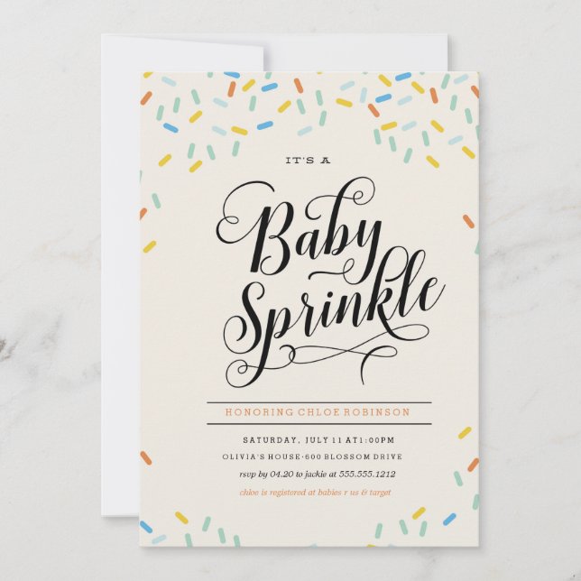 BABY SPRINKLES CONFETTI INVITATION EINLADUNG (Vorderseite)