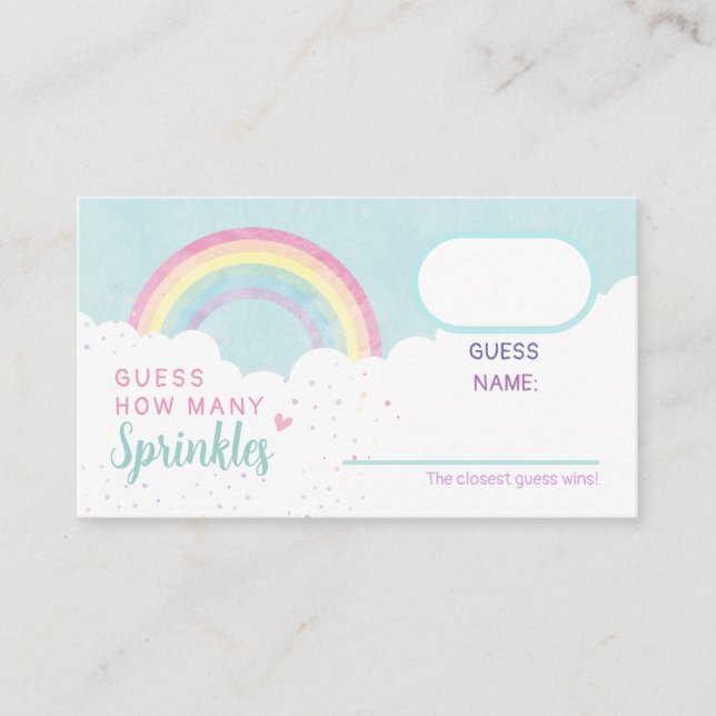 Baby Sprinkles Pastel Rainbow Activity Guess Card Begleitkarte (Vorderseite)