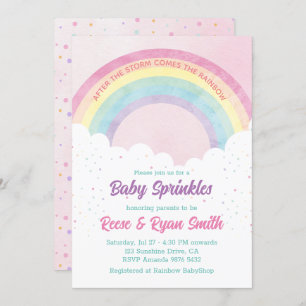 Baby Sprinkles Pastel Rainbow Baby Shower Einladung