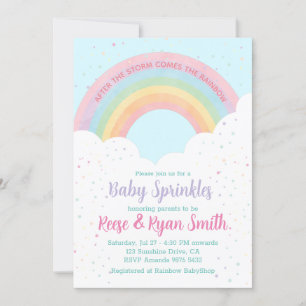 Baby Sprinkles Pastel Rainbow Baby Shower Einladung