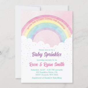 Baby Sprinkles Pastel Rainbow Baby Shower Einladung