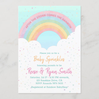 Baby Sprinkles Pastel Rainbow Baby Shower Einladung