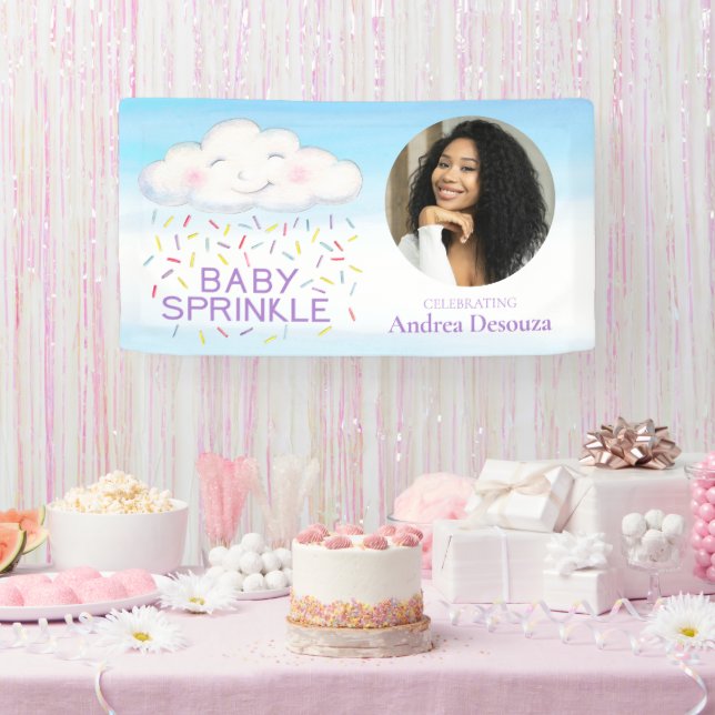 Baby Sprinksy Whimsy Cloud Foto Blue Baby Dusche Banner (Party)