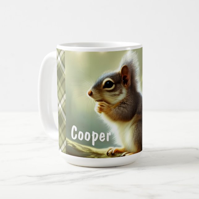 Baby Squirrel Wildlife Portrait Personalisiert Kaffeetasse (Vorderseite Links)