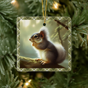 Baby Squirrel Wildlife Portrait Personalisiert Keramikornament