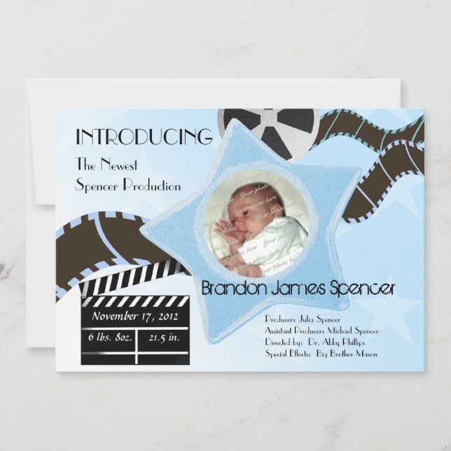 Baby Star ist Geboren Blue Ankündigung (Vorderseite)