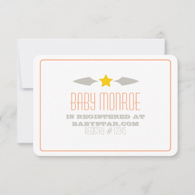 BABY STAR REGISTRIERENDE KARTENBABY SHOWER EINLADUNG (Vorderseite)