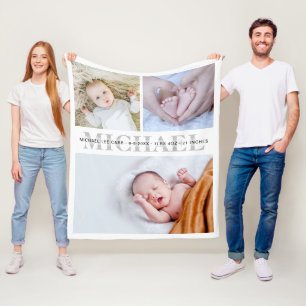 Baby Stats Custom Personalisiert Fleece Blanket
