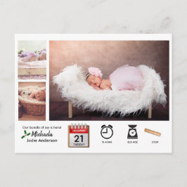 BABY STATS ICONS und FOTO XMAS Geburtsankündigung Postkarte