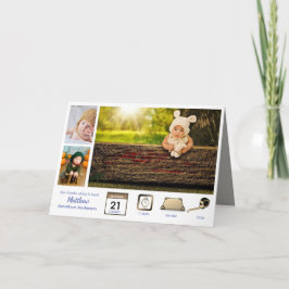 Baby STATS JUGEND GEBURTSANKÜNDIGUNG FOTO COLLAGE Karte