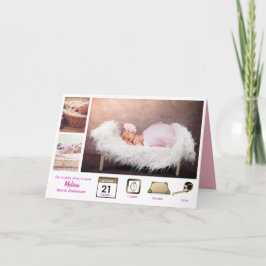 Baby STATS MÄDCHEN GEBURTSANKÜNDIGUNG FOTO COLLAGE Karte