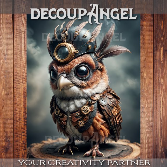 Baby Steampunk Owl - Decoupage- Seidenpapier (Von Creator hochgeladen)