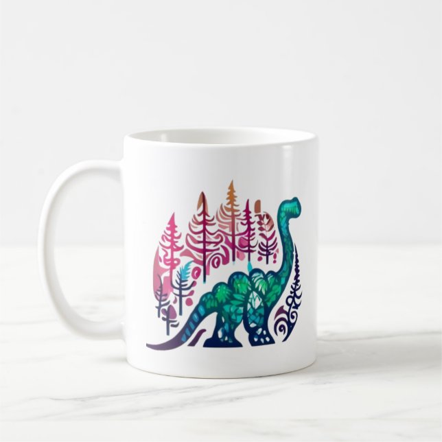 Baby Stegosaurus Dinosaur Farbenwald Kaffeetasse (Links)