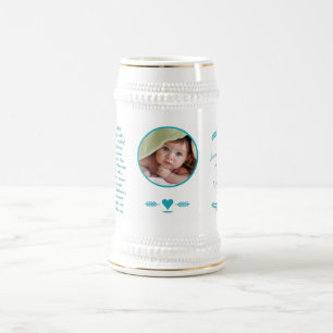 Baby Stein Baby Foto Geburtsstatistiken und Gedich Bierglas