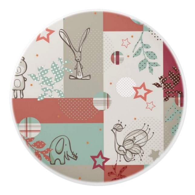 Baby-Steppdecken-Muster 2 Keramikknauf (Vorderseite)