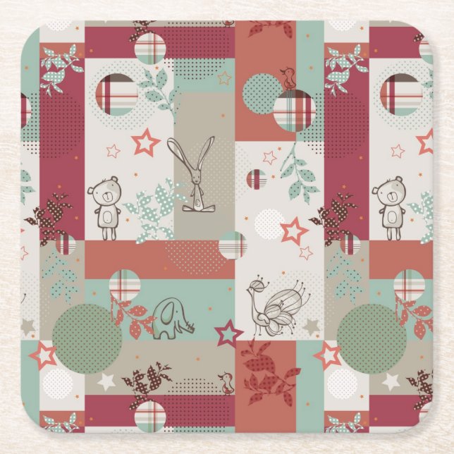 Baby-Steppdecken-Muster 2 Rechteckiger Pappuntersetzer (Vorderseite)