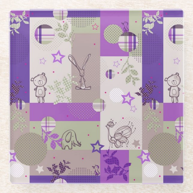 Baby-Steppdecken-Muster Glasuntersetzer (Vorderseite)