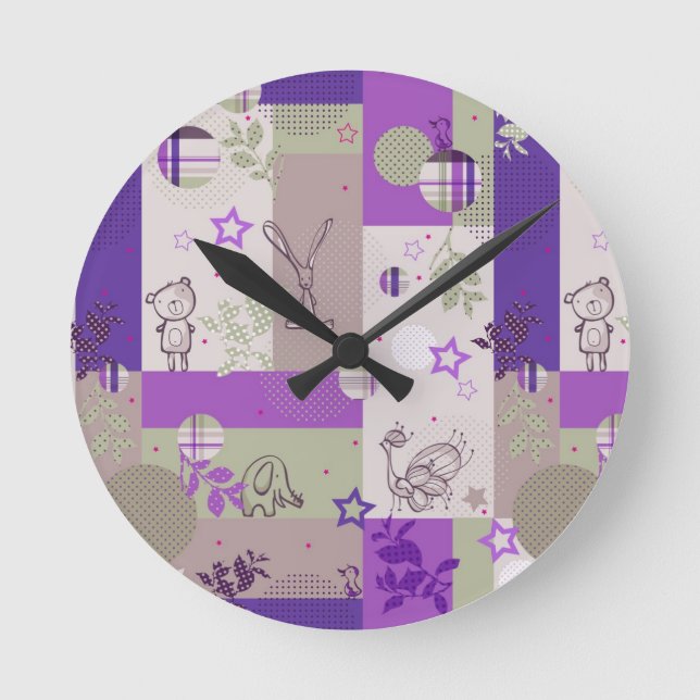 Baby-Steppdecken-Muster Runde Wanduhr (Vorderseite)