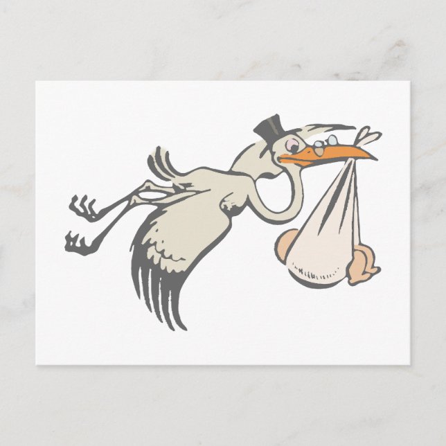 Baby Storch Klapperstorch Storch Postkarte (Vorderseite)