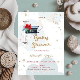 Baby-Storch-Lieferung, Wolken-Briefkasten-Baby-Par Einladung