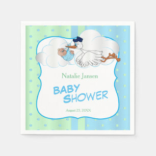 Baby Stork mit einem Niedlichen kleinen Baby Boy Serviette