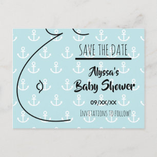 Baby-Stoß-Aqua verankert Baby-Dusche Save the Date Ankündigungspostkarte