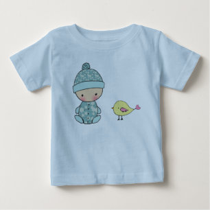 Baby Strampler Krabbler mit Baby und gelbem Vogel