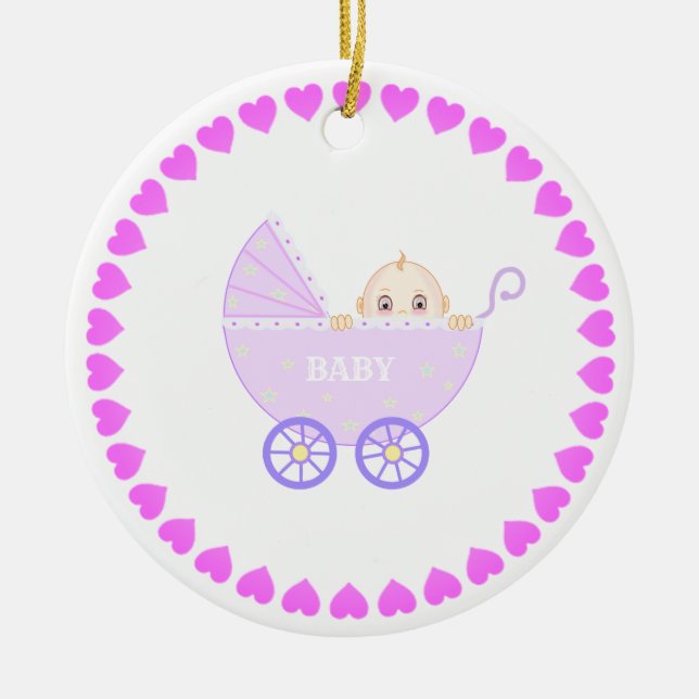 Baby Stroller Keramik Ornament (Vorne)