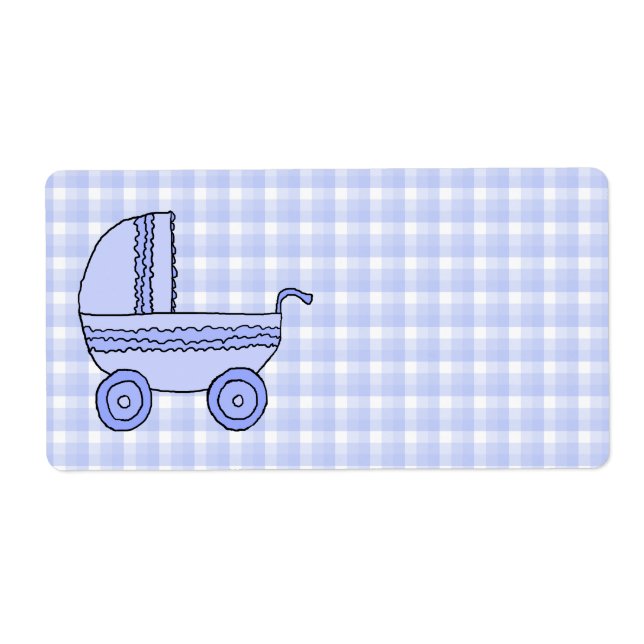 Baby Stroller Light Blue on Karo Pattern. (Vorne)
