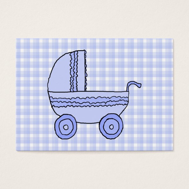 Baby Stroller Light Blue on Karo Pattern. (Vorderseite)