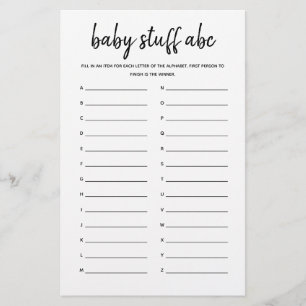 Baby Stuff ABC Minimalistisch Baby Shower Game