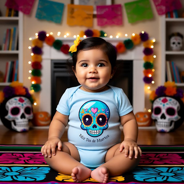 🌹 Baby Sugar Skull in blau 🌹 Strampler (🌹Baby Sugar Skull in blue 🌹 Baby Bodysuit)