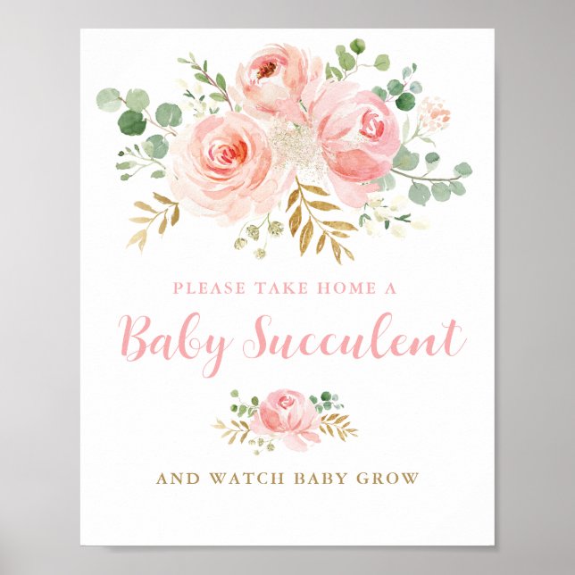 Baby Sukkulente Lieblingsunterschrift, rosa blüten Poster (Vorne)