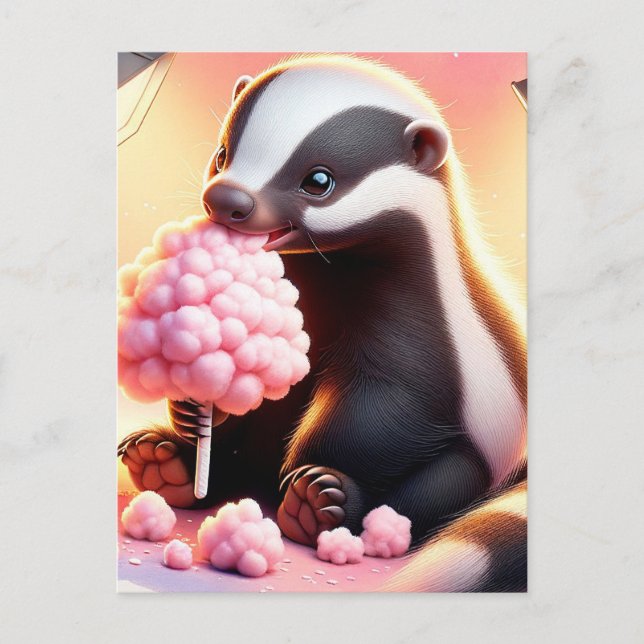 Baby, süße Tier mit Baumwollbonbons, Postkreuzung Postkarte (Vorderseite)