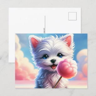 Baby, süße Tier mit Baumwollbonbons, Postkreuzung Postkarte