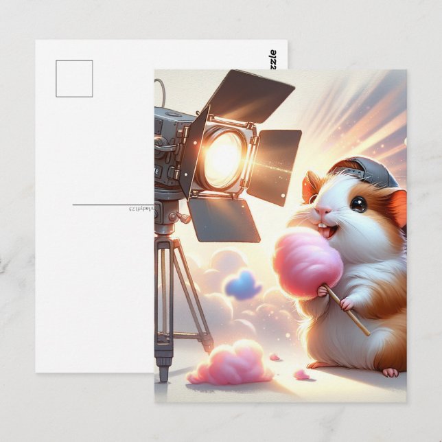 Baby, süße Tier mit Baumwollbonbons, Postkreuzung Postkarte (Vorne/Hinten)