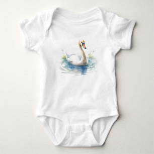 Baby Swan Schwimmen, Niedliche Babydusche Baby Strampler