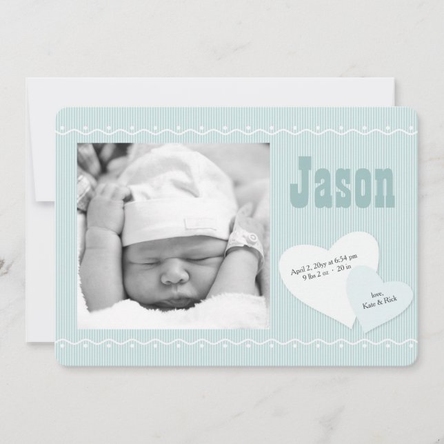 Baby Sweetheart Blue Foto Geburtserklärung Ankündigung (Vorderseite)