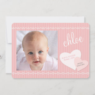 Baby Sweetheart Pink Foto Geburtserklärung Ankündigung