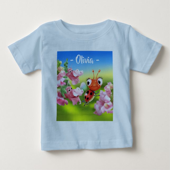 Baby T Ladybug-freundliche Snap-Dragons 3/4-Ärmel T-shirt (Vorderseite)