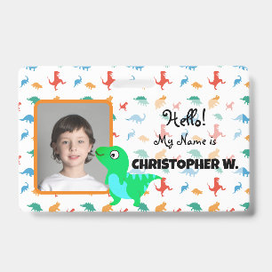 Baby T-Rex Dinosaur Muster Kinder Abzeichen Ausweis